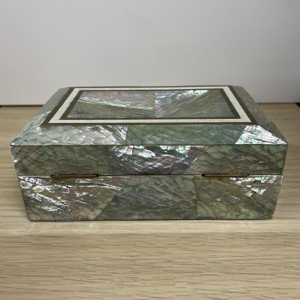 Maitland Smith ABALONE MOTHER OF PEARL Jewelry Box Vintage MIDCENTURY MODERN MCM
